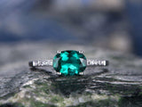 1.3Ct Oval Cut Green Emerald Diamond Accent Engagement Ring 14K White Gold Over