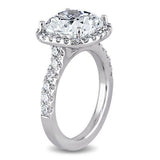 3Ct Cushion Cut Diamond Halo Engagement Ring 14K White Gold Finish Round Accents