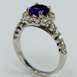 2.3ct Round Cut Purple Amethyst Engagement Ring Diamond Halo 14k White Gold Over