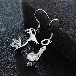 1.5Ct Round Diamond Women Heel Sandal Design Drop Earrings 14K White Gold Finish