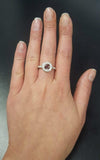 1ct Engagement Ring Round Cut Pink Ruby Round Diamond Halo 14k White Gold Finish