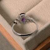 2ct Oval Cut Purple Amethyst Heart Shape Diamond Accents Ring 14k WhiteGold Over