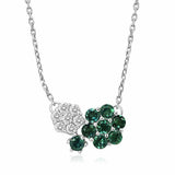 2ct Round Green Emerald & Diamond Dual Flower Pendant Chain 14k White Gold Over