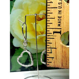 1ct Round Cut Diamond Open Heart Shape Drop Dangle Earrings 14k White Gold Over