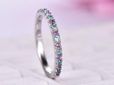 1ct Round Cut Amethyst Alternate Emerald Anniversary Band 14k White Gold Finish