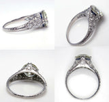 6Ct Round Cut Diamond Art Deco Vintage Engagement Ring 14K White Gold Finish