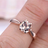 0.5ct Round Cut Peach Morganite Solitaire Engagement Ring 14k Rose Gold Finish