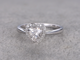 1.5ct Heart Cut VVS1 Diamond Halo Solitaire Engagement Ring 14k WhiteGold Finish