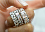 3ct Emerald Cut Diamond Gatsby Eternity Wedding Ring Band 14k White Gold Finish