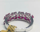 2.7ct Wedding Ring Band Pear Cut Pink Ruby Floral 14k White Gold Finish