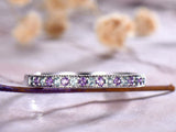 1.5ct Round Cut Purple Amethyst Half Eternity Stackable Band 14k White Gold Over