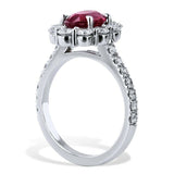 2ct Oval Cut Pink Ruby Engagement Ring Diamond Halo 14k White Gold Finish