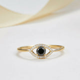 1ct Round Black Diamond Engagement Ring Evil Eye Minimalist 14k Yellow Gold Over