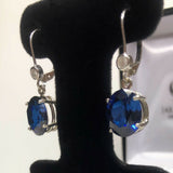 2ct Oval Cut Blue Sapphire Diamond Elegant Drop Earrings 14k White Gold Finish