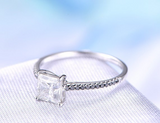 1ct Princess Cut Diamond Engagement Ring 14k White Gold Finish Accents Solitaire