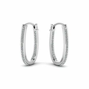 1ct Round Brilliant Cut Diamond Inside Out Hoop Earring 14k White Gold Finish