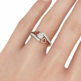 3Ct Round Cut Diamond Heart Swirl Proposal Engagement Ring 14K Dual Gold Finish