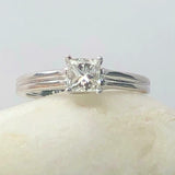 0.49ct Princess Cut Diamond Engagement Ring Solitaire Women 14k WhiteGold Finish