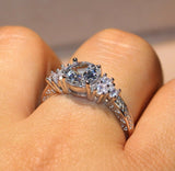 2.5ct Round Cut Diamond Engagement Ring 14k White Gold Finish Trilogy Vintage