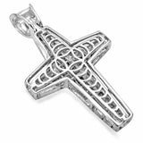 5ct Princess Cut Diamond Double Cross God Pendant 14k White Gold Finish NO CHAIN