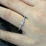 Solitaire Engagement Band Ring 0.5ct Baguette Cut Diamond 14k White Gold Finish