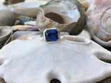 2ct Engagement Ring Radiant Cut Blue Sapphire Solitaire 14k White Gold Finish