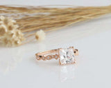 2ct Princess Cut Diamond Milgrain Accent Solitaire Ring Women 14k Rose Gold Over