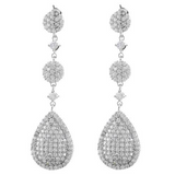 4Ct Round Cut VVS1/D Diamond Elegant Tear Drop Earrings 18K White Gold Finish