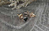 1ct Round Cut VVS1D Black Diamond Screw Back Stud Earrings 14k Rose Gold Finish