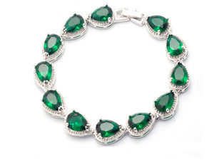 10ct Green Emerald Elegant Gatsby Women Gemstone Bracelet 14k White Gold Finish