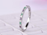 1.2ct Round Cut Purple Amethyst Emerald Half Eternity Band 14k White Gold Finish