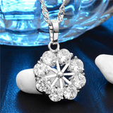 3Ct Round Cut VVS1/D Diamond Floral Wheel Pendant 14K White Gold Finish NO CHAIN