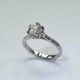 1ct Round Cut VVS1D Diamond Engagement Ring Flower Solitaire 14k White Gold Over