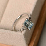 1.5ct Emerald Cut Blue Aquamarine Engagement Ring Solitaire 18k WhiteGold Finish