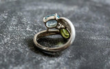 1.7ct Engagement Ring Oval Cut Green Peridot Two Stone Bypass 14k WhiteGold Over