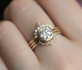 1ct Cushion Cut Diamond Engagement Ring 14k Yellow Gold Finish Unique Trio Set