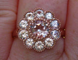 2ct Round Cut Peach Morganite Diamond Halo Engagement Ring 14k Rose Gold Finish