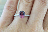 1.6ct Oval Cut Pink Ruby Engagement Ring 14k White Gold Finish Diamond Accents