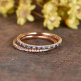 1.5ct Round Cut Blue Tanzanite Full Eternity Dual Wedding Band 14k RoseGold Over