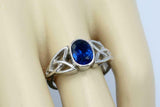 2ct Oval Blue Sapphire Engagement Ring Celtic Trinity Knot 14k White Gold Finish