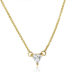 0.5ct Trillion Cut VVS1D Diamond Pendant Chain Solitaire 14k Yellow Gold Finish