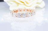 1.6ct Cushion Simulated Diamond Full Eternity Wedding Band 14k Rose Gold Plated