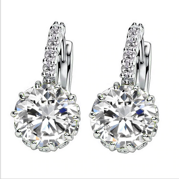 2.5Ct Round Cut VVS1/D Diamond Elegant Party Drop Earrings 14K White Gold Finish