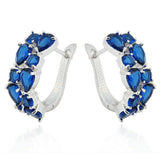 2.5ct Pear Cut Blue Sapphire Vintage Wedding Hoop Earrings 14k White Gold Finish