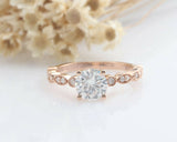 1.5ct Round Cut Diamond Engagement Ring Solitaire Vintage 14k Rose Gold Finish