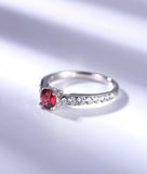 1.2ct Round Cut Ruby Engagement Ring Solitaire with Accent 14k White Gold Finish