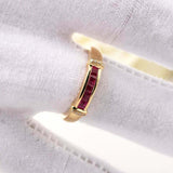 1.5ct Princess Pink Ruby Wedding Band Channel Set Stackable 14k Yellow Gold Over