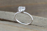 1.2ct Heart Diamond Engagement Ring 14k White Gold Finish Solitaire with Accents