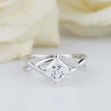 1ct Princess Cut Diamond Engagement Ring Twist Infinity Shank 14k WhiteGold Over