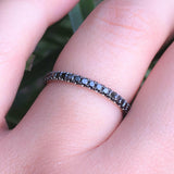 2ct Round Cut Black Diamond Eternity Wedding Ring Band 14k White Gold Finish New